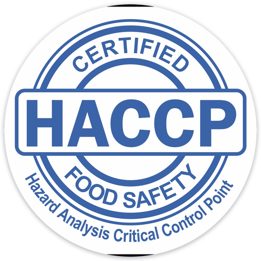 HACCP certified &mdash; Hazard Analysis Critical Control Point food safety certification