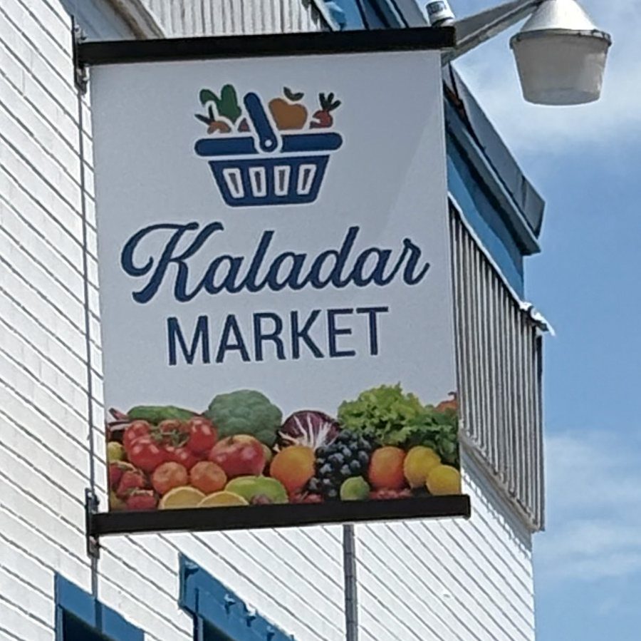The Kaladar Market sign outside the Aenos warehouse in Ottawa